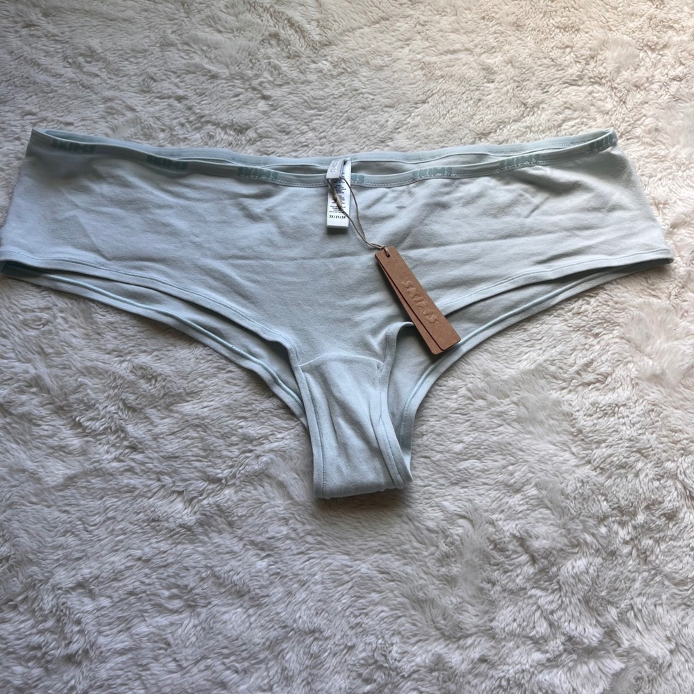 Skims Women's Cotton Logo Hipster Panty Frost Light Blue PN-BYS-2004 3X NWT